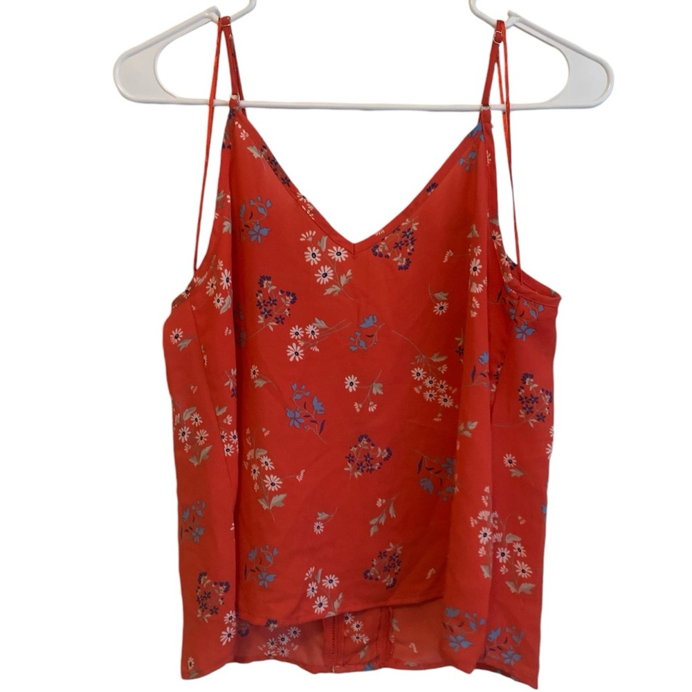 Red orange strappy camisole blouse adjustable straps flowy tank sienna sky
